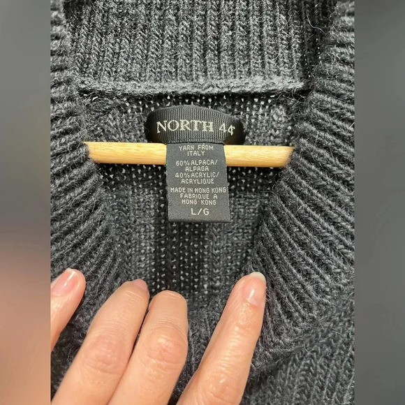 North 44 Alpaca italian yarn cable knit shawl collar gray sweater men’s large - Picture 9 of 10